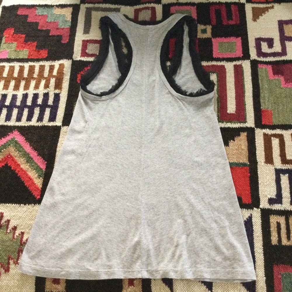 🚩Gray Lace-Trim Racerback Tank Top - Picture 4 of 7
